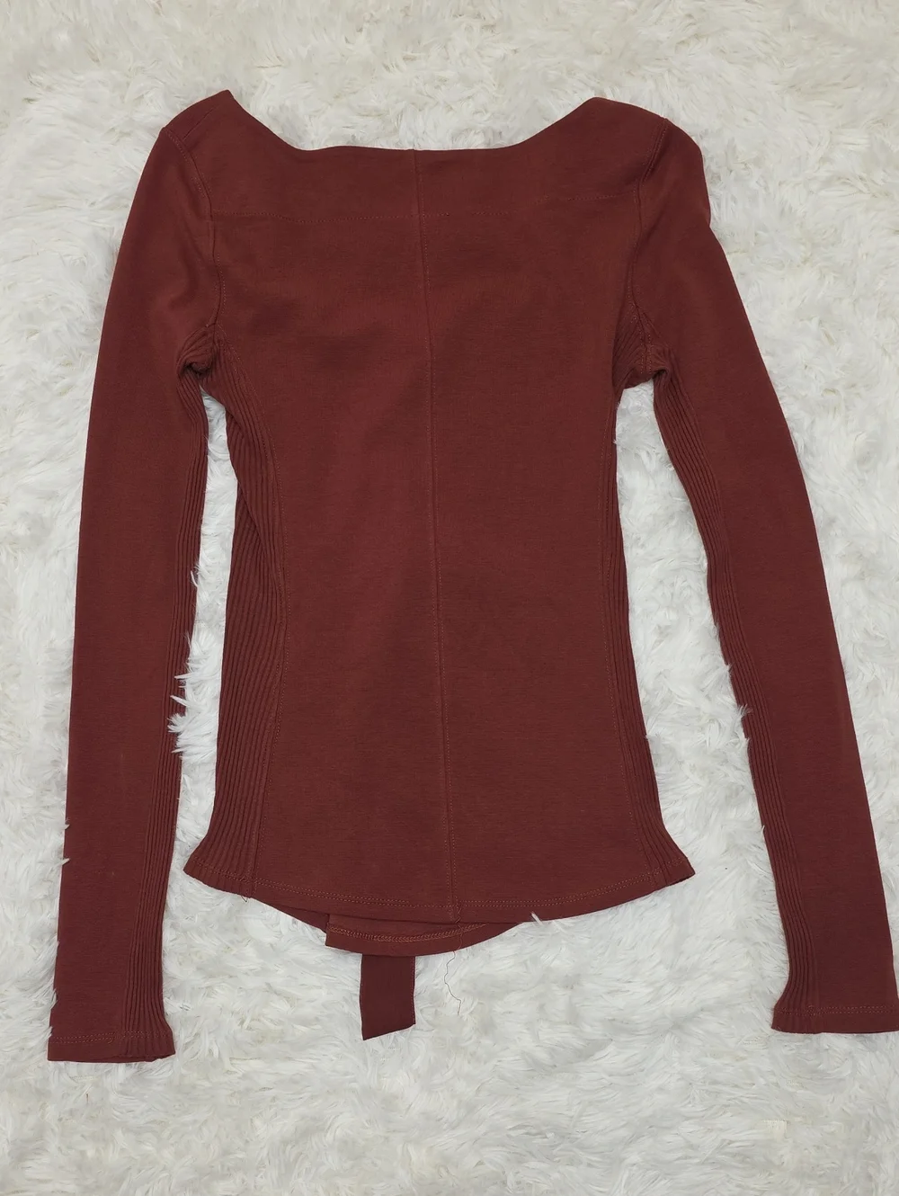 Free People- Looking Back. Rust Long Sleeve Top. Sz XS.
